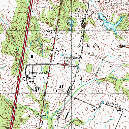 Topographic Map of First Union Church, KY