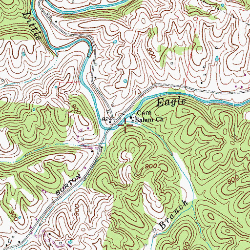 Topographic Map of Fish Branch, KY