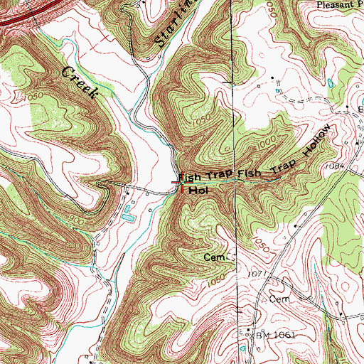 Topographic Map of Fish Trap Hollow, KY