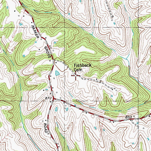 Topographic Map of Fishback Cemetery, KY