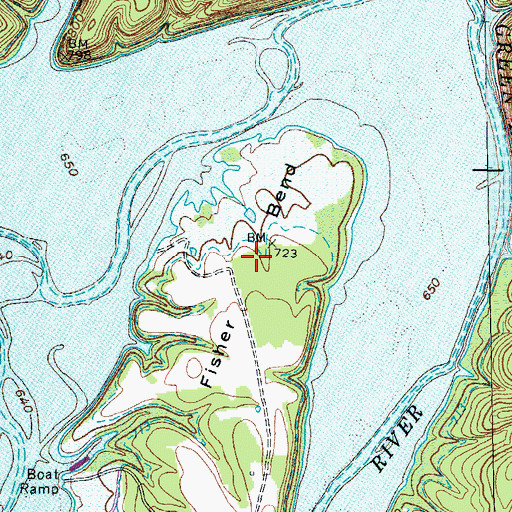Topographic Map of Fisher Bend, KY