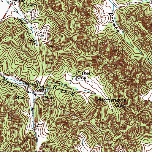 Topographic Map of Fisher Cemetery, KY