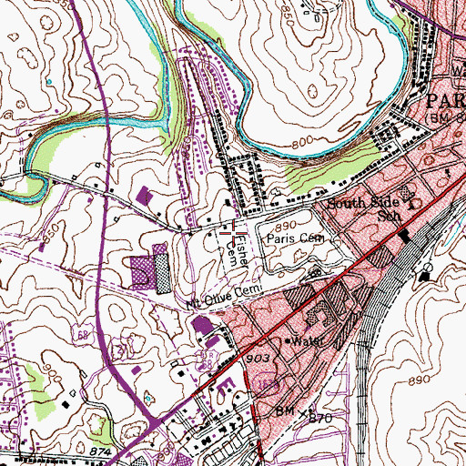 Topographic Map of Fisher Cemetery, KY