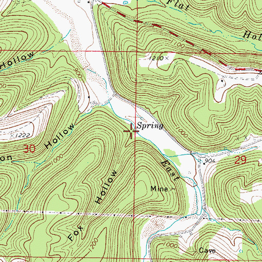Topographic Map of Fox Hollow, AR