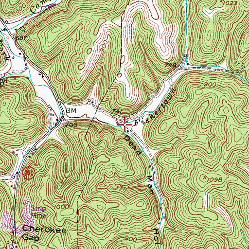 Topographic Map of Fishertown Branch, KY