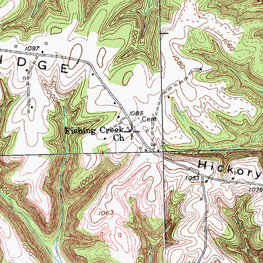 Topographic Map of Fishing Creek Church, KY