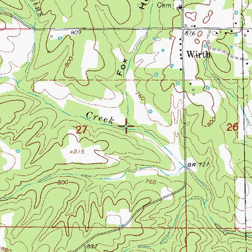 Topographic Map of Fox Hollow, AR