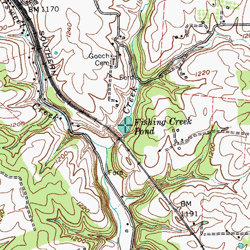 Topographic Map of Fishing Creek Pond, KY