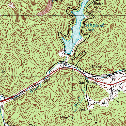 Topographic Map of Fishpond Branch, KY