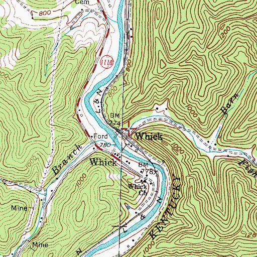 Topographic Map of Fishtrap Branch, KY