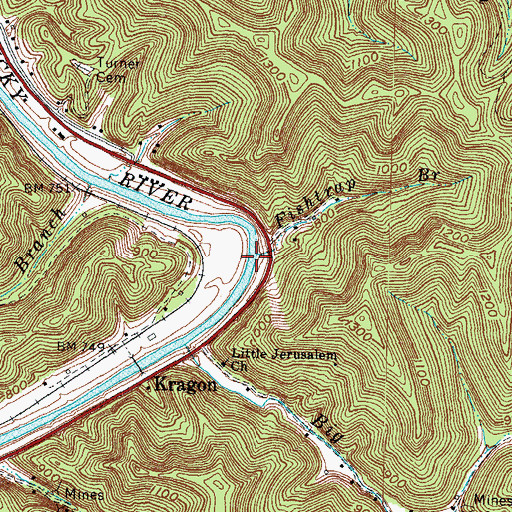 Topographic Map of Fishtrap Branch, KY