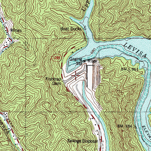 Topographic Map of Fishtrap Dam, KY