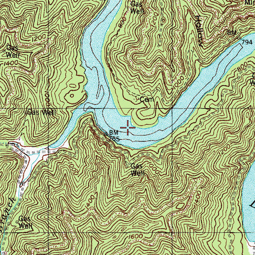 Topographic Map of Fishtrap Lake, KY
