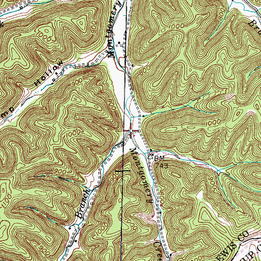 Topographic Map of Fitch Branch, KY