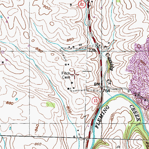 Topographic Map of Fitch Cemetery, KY