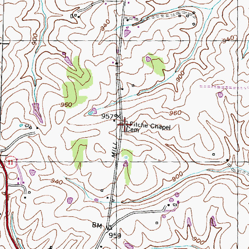 Topographic Map of Fitche Chapel Cemetery, KY
