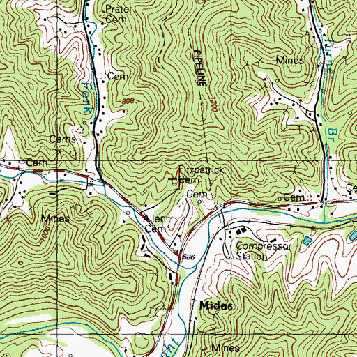 Topographic Map of Fitzpatrick Cemetery, KY