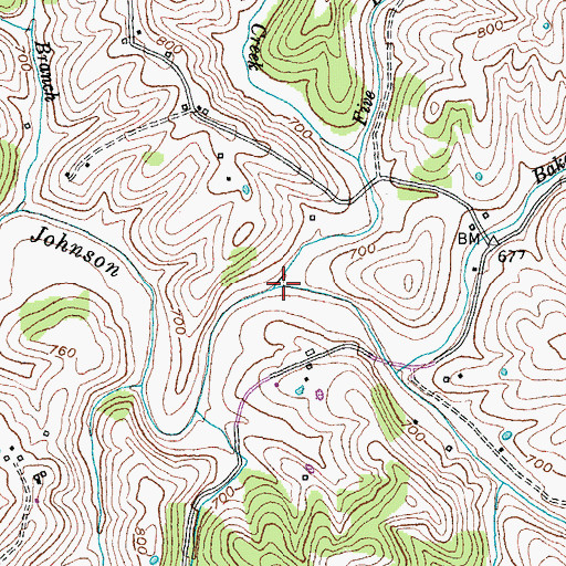 Topographic Map of Five Lick Creek, KY