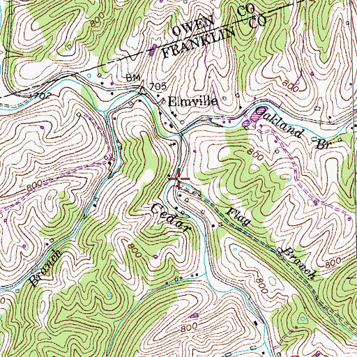 Topographic Map of Flag Branch, KY