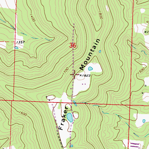 Topographic Map of Fraker Mountain, AR