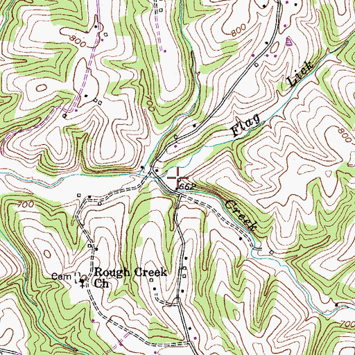 Topographic Map of Flag Lick Creek, KY
