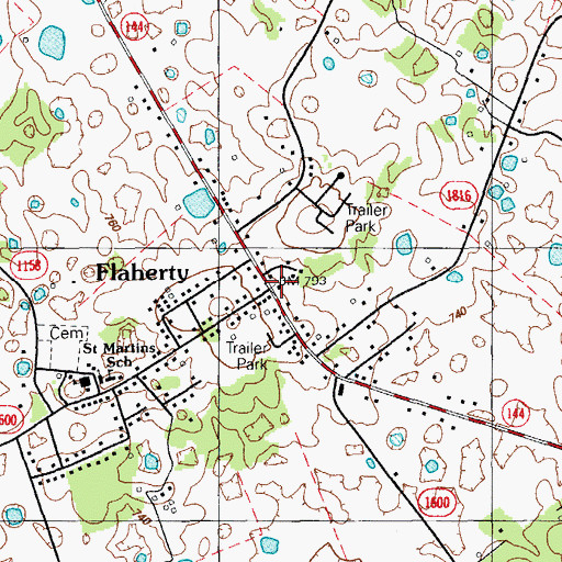 Topographic Map of Flaherty, KY