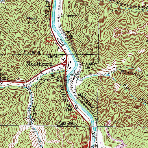 Topographic Map of Flanary Branch, KY
