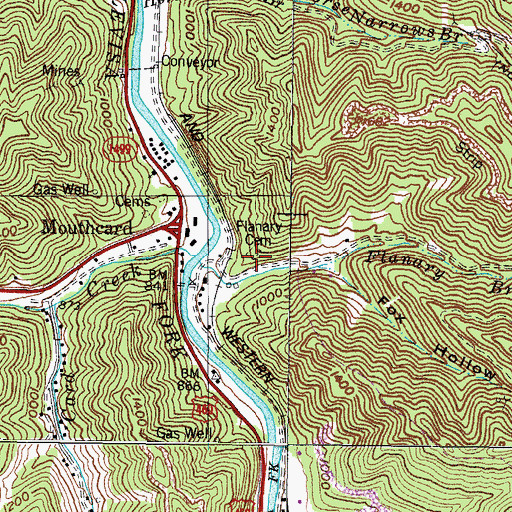 Topographic Map of Flanary Cemetery, KY