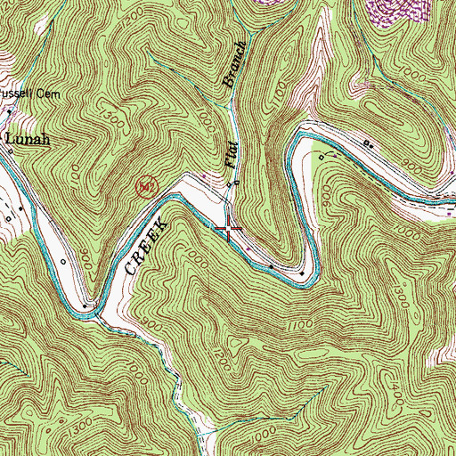 Topographic Map of Flat Branch, KY