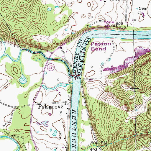 Topographic Map of Flat Creek, KY