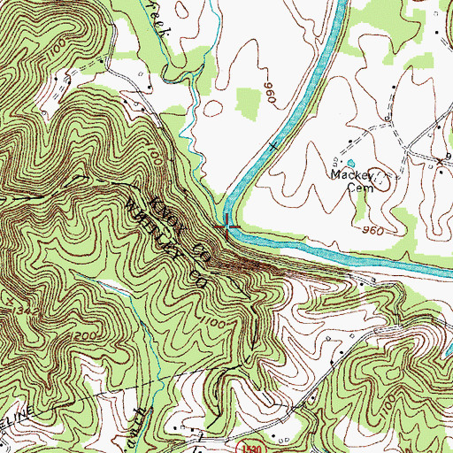 Topographic Map of Flat Creek, KY