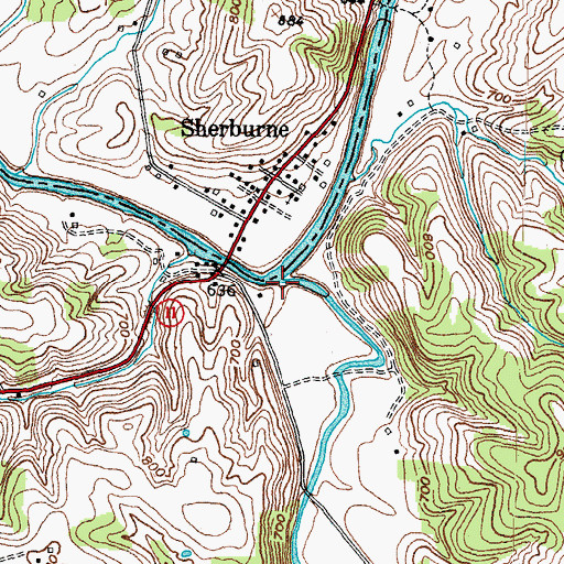 Topographic Map of Flat Creek, KY
