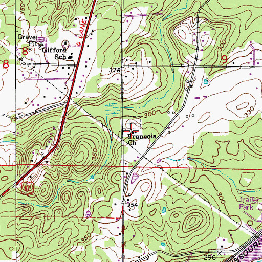 Topographic Map of Francois Church, AR