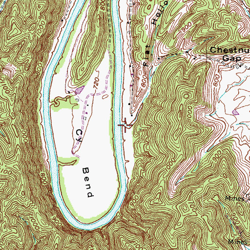 Topographic Map of Flat Hollow, KY