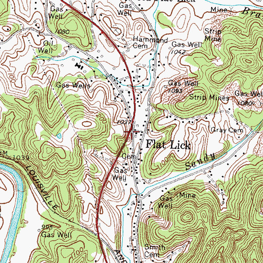 Topographic Map of Flat Lick, KY