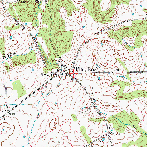 Topographic Map of Flat Rock, KY