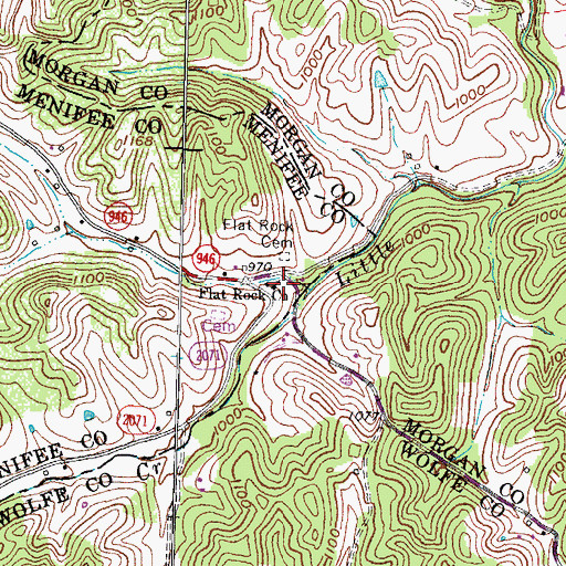 Topographic Map of Flat Rock Church, KY