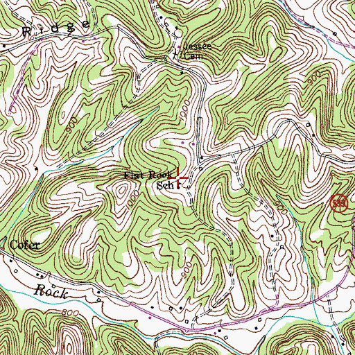 Topographic Map of Flat Rock School, KY