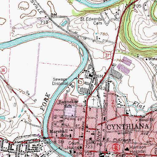 Topographic Map of Flat Run, KY