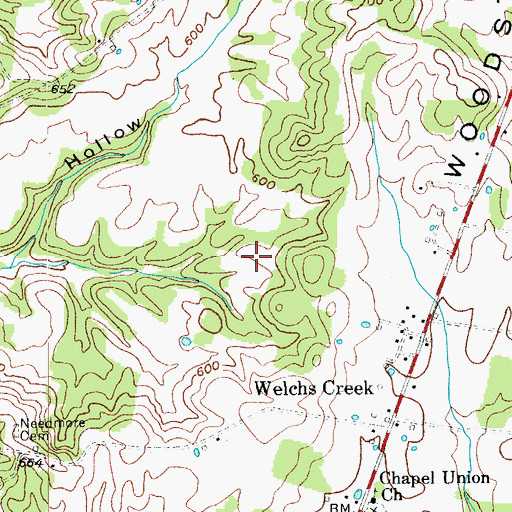 Topographic Map of Flat Woods, KY