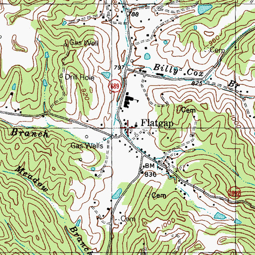 Topographic Map of Flatgap, KY