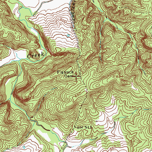 Topographic Map of Flatrock Cemetery, KY