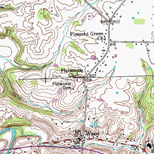 Topographic Map of Flatwoods Christian Church, KY
