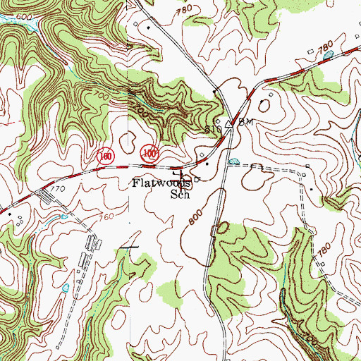 Topographic Map of Flatwoods School, KY