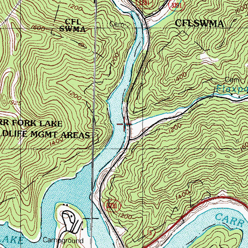 Topographic Map of Flaxpatch Branch, KY