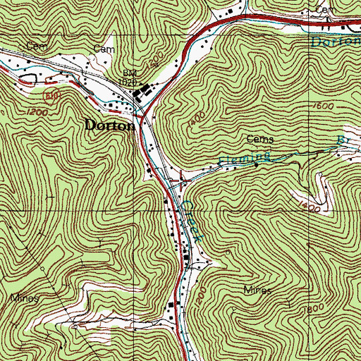 Topographic Map of Fleming Branch, KY