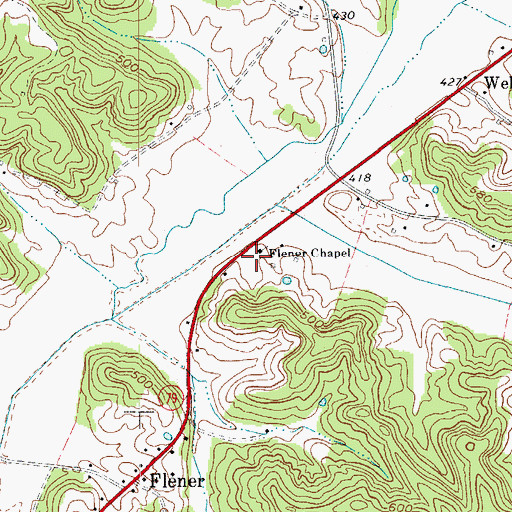 Topographic Map of Flener Chapel, KY