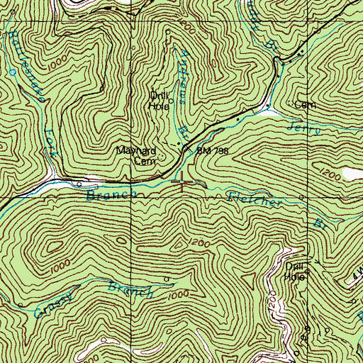 Topographic Map of Fletcher Branch, KY