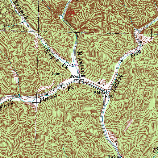 Topographic Map of Fletcher Fork, KY