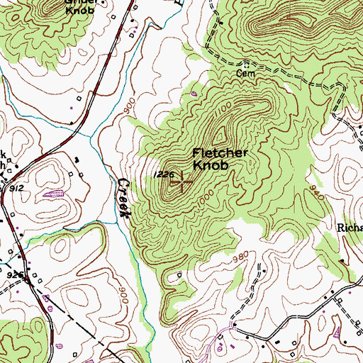 Topographic Map of Fletcher Knob, KY